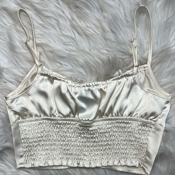 Forever 21 Silky Bustier Crop Top Ivory Size Small - Picture 3 of 3